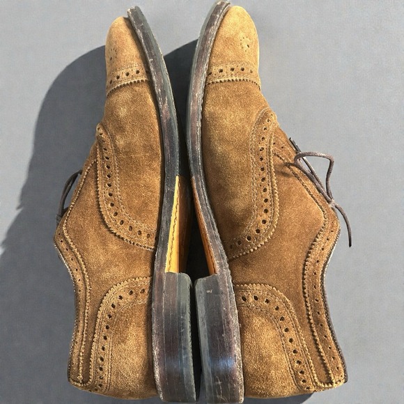 Mens Allen Edmonds Strand Suede Cap Toe Oxfords Brown Size 9.5 - Picture 2 of 9